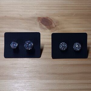 Two pairs of Sparkling Silver Crystal stud earrings